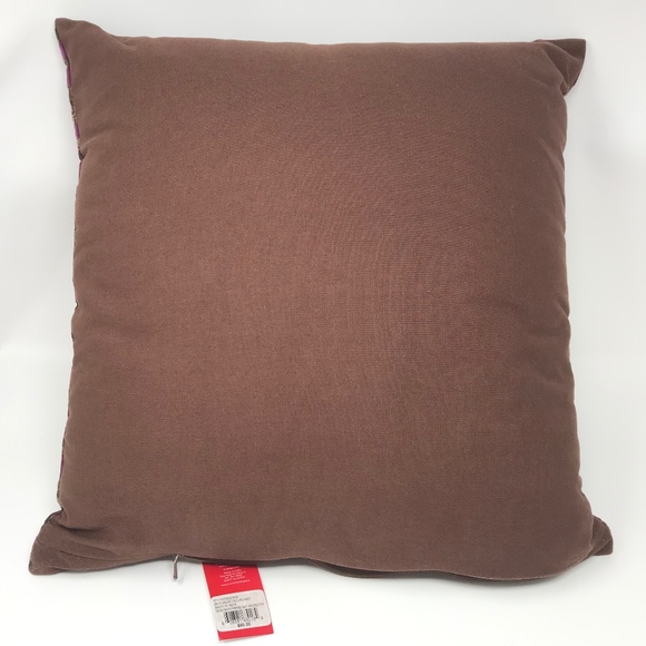 Holiday Lane Leopard Pattern Square Throw Pillow Brown Purple Velvet 18" Square - Picture 3 of 6